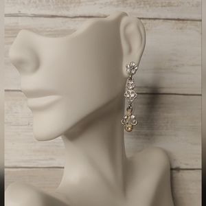 Silver tone studded dangle earrings